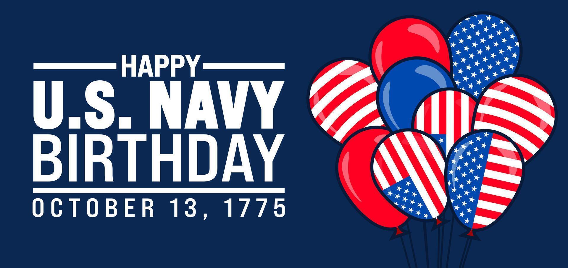 Happy U.S. Navy Birthday background or banner design template is observed every year in October. Holiday concept. Template for card, poster, placard, template. eps 10 vector