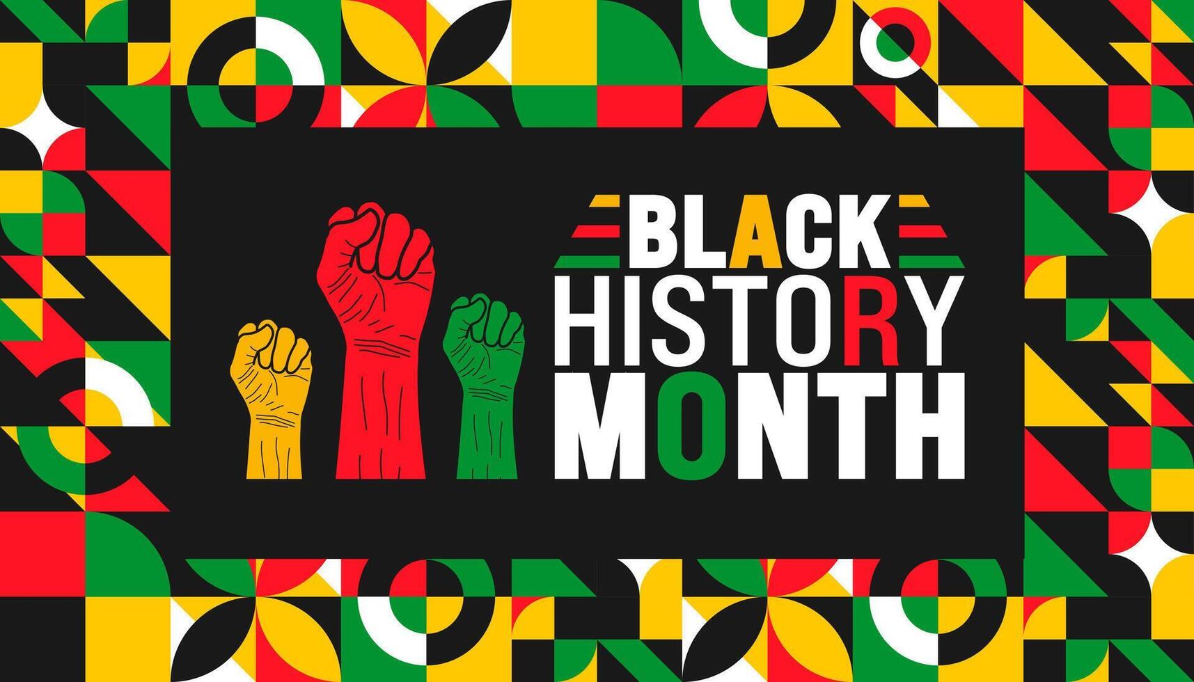 Black History Month geometric shape pattern background or banner design template is observed every year in October. Holiday concept. eps 10 vector