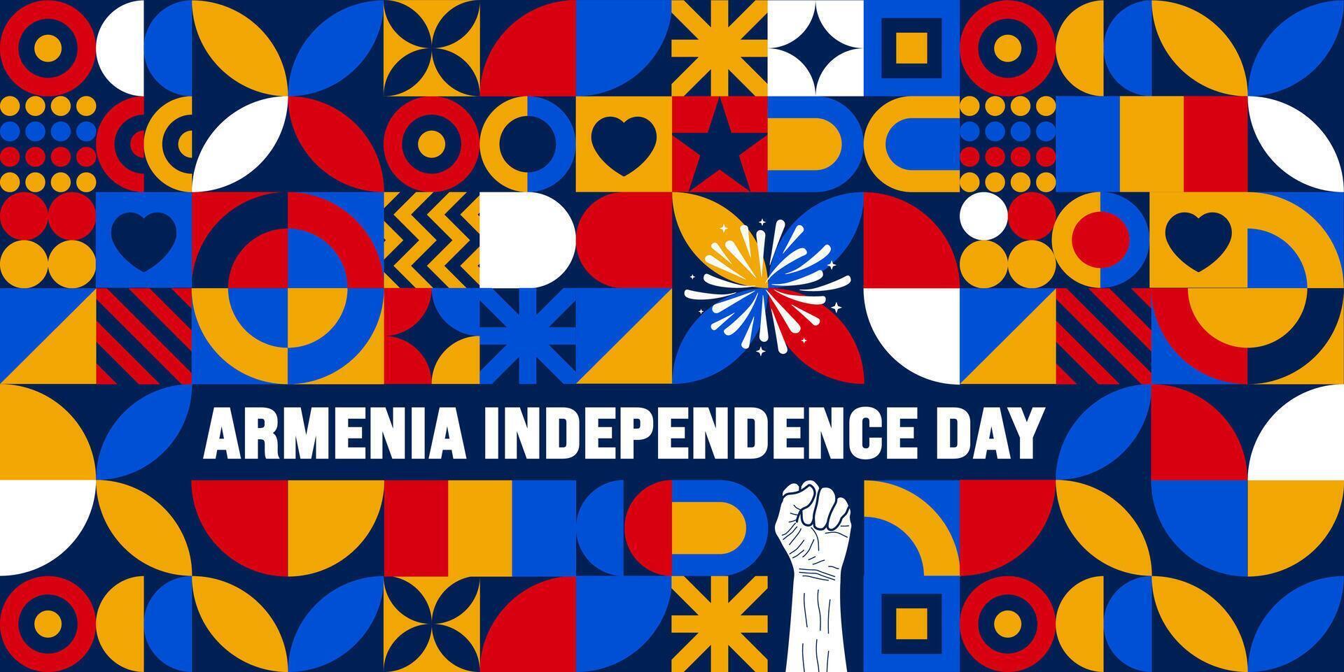 21 September Armenia independence day geometric shape pattern background or banner design template. Holiday concept. Template for background, banner, card, poster, placard, design. eps 10 vector