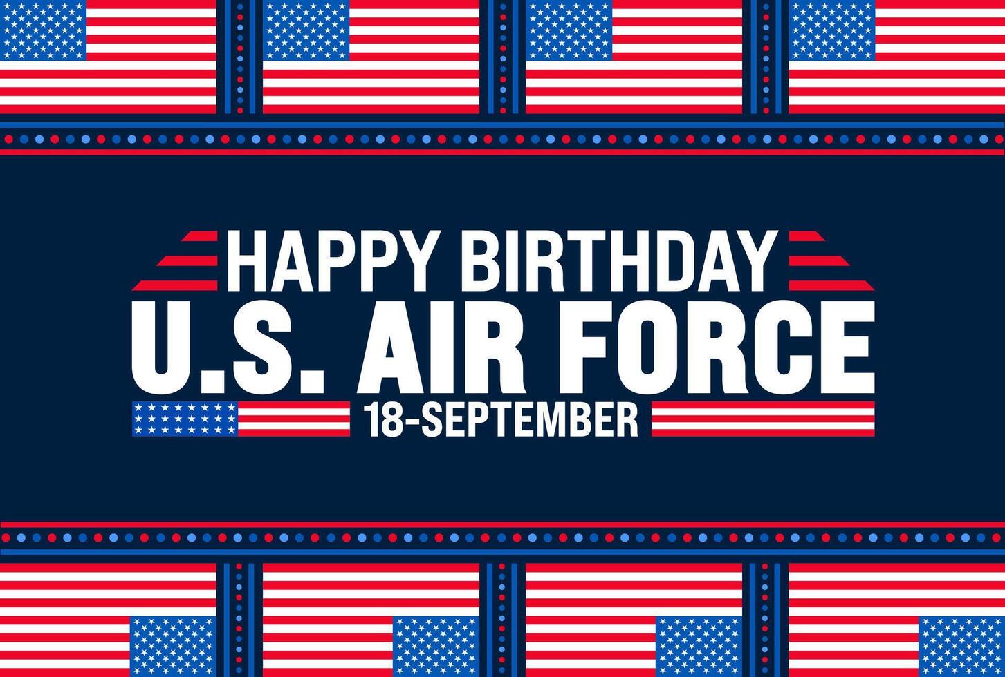 US Air Force birthday background or banner design template. Holiday concept. Template for background, banner, card, poster, placard, design template with unique shapes with standard color. vector