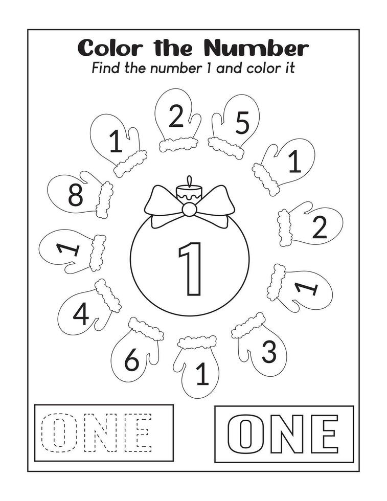 Christmas 1 count the math worksheet vector