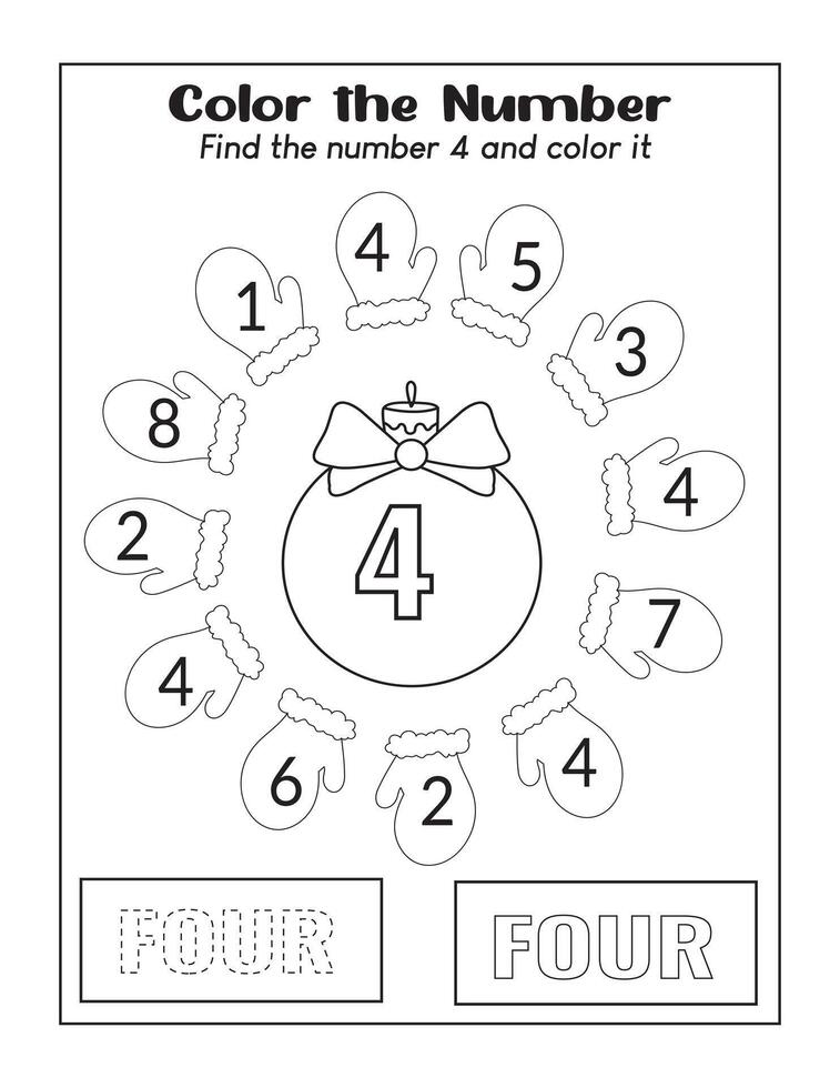 Christmas jingle bell 4 math worksheet vector