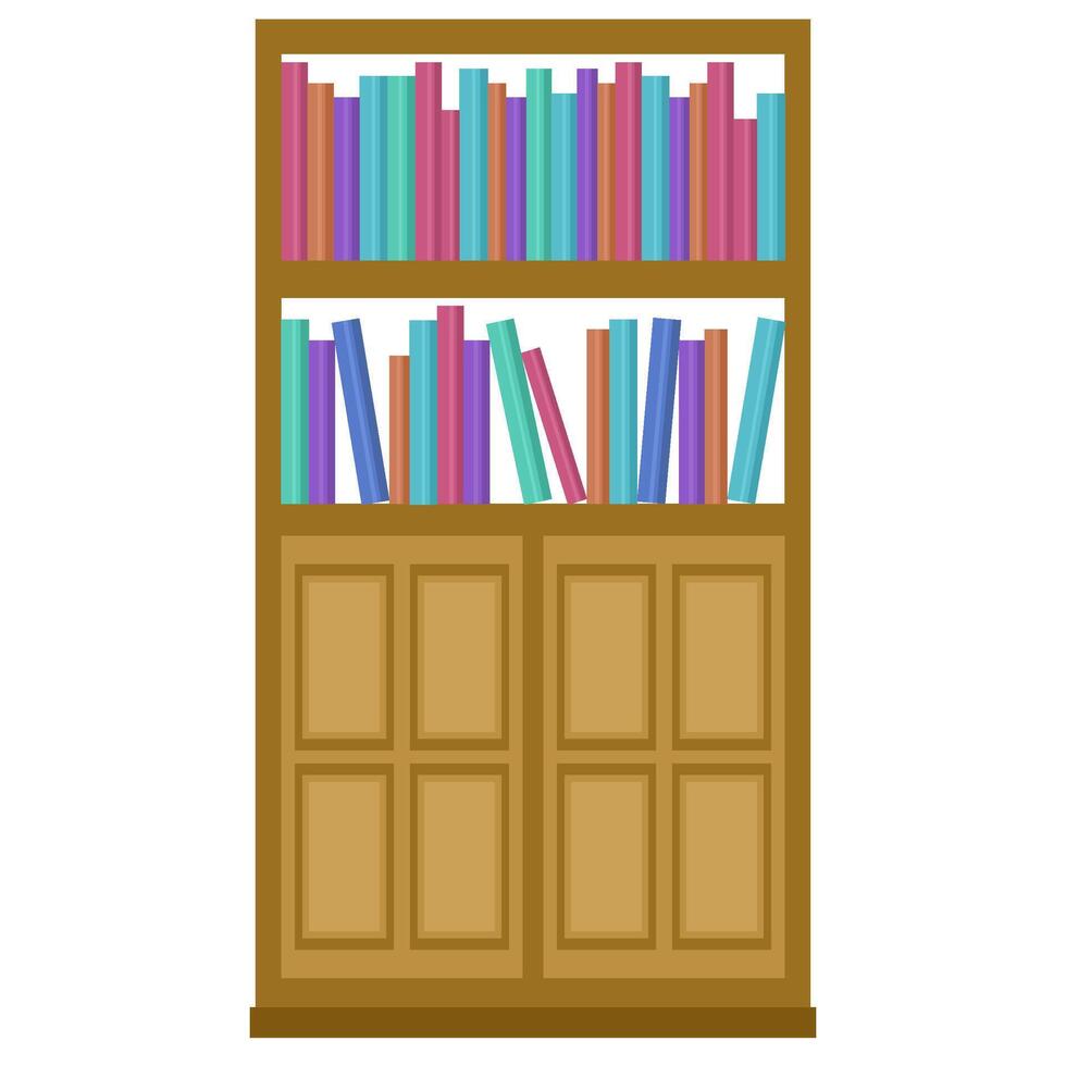 bookshelf with books vector