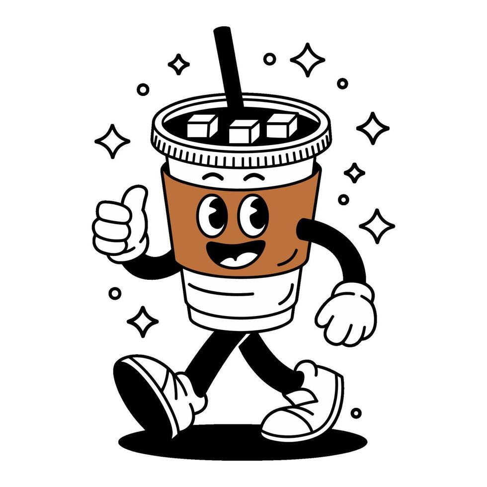 A cheerful drink character with arms and legs, conveying joy and fun vector