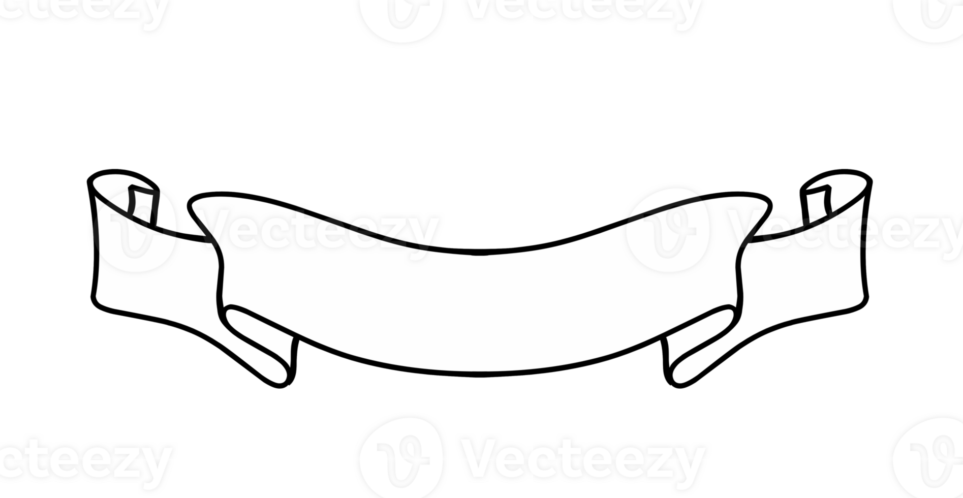 Line Illustration of banner ribbon isolated png
