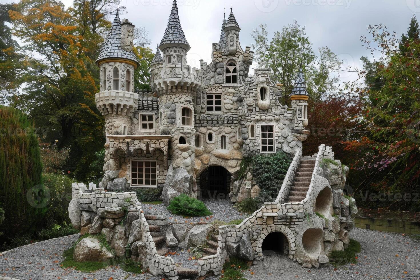 Enchanting fairytale castle in lush greenery photo
