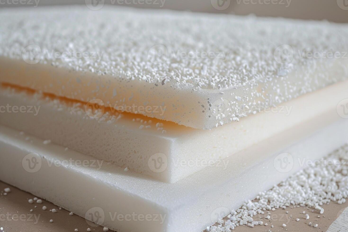Different density memory foam mattress layers with memory foam flakes photo