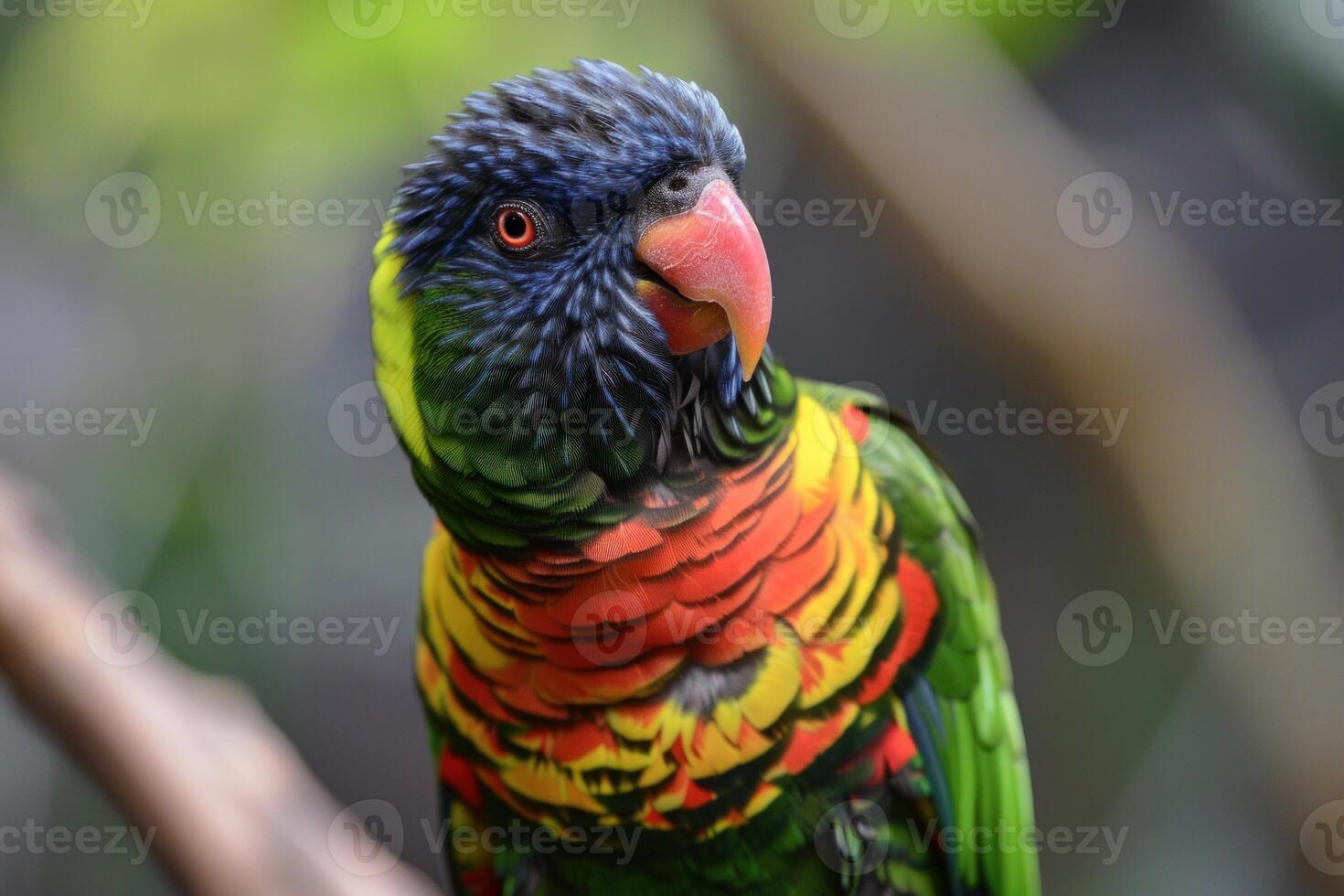 Colorful parrot posing for a portrait in nature photo