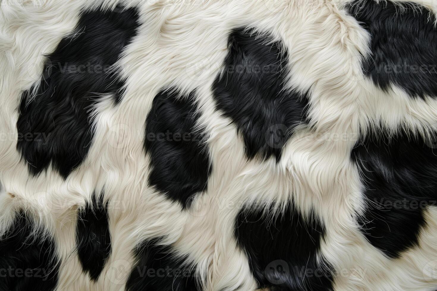 Black and white cow skin showing fur texture photo
