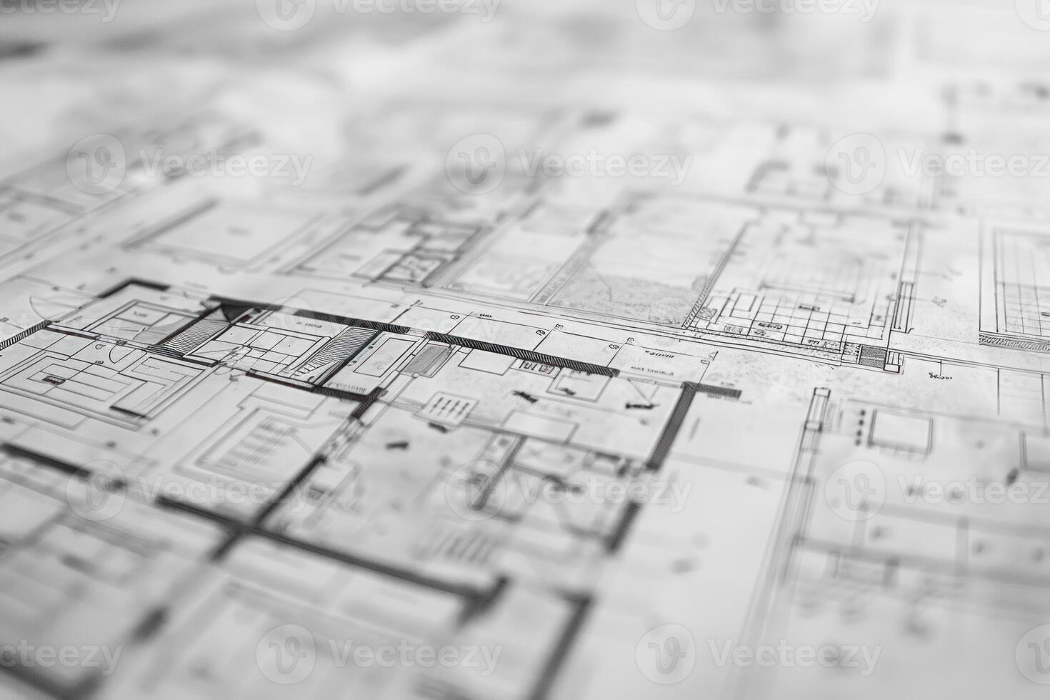 Architectural drawing showing the plan of a new residential building photo