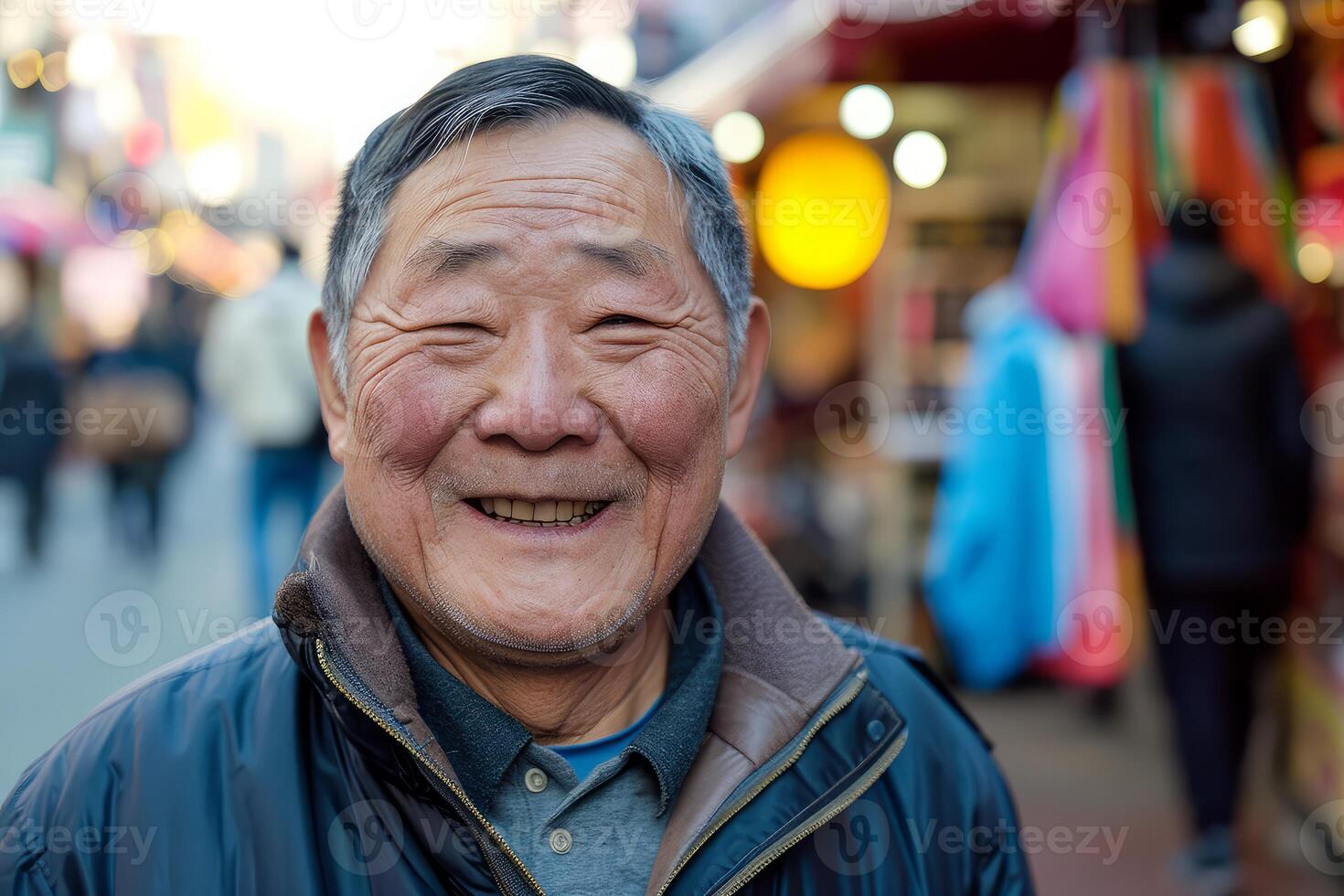 Exuberant Asian man smiling. Generate Ai photo
