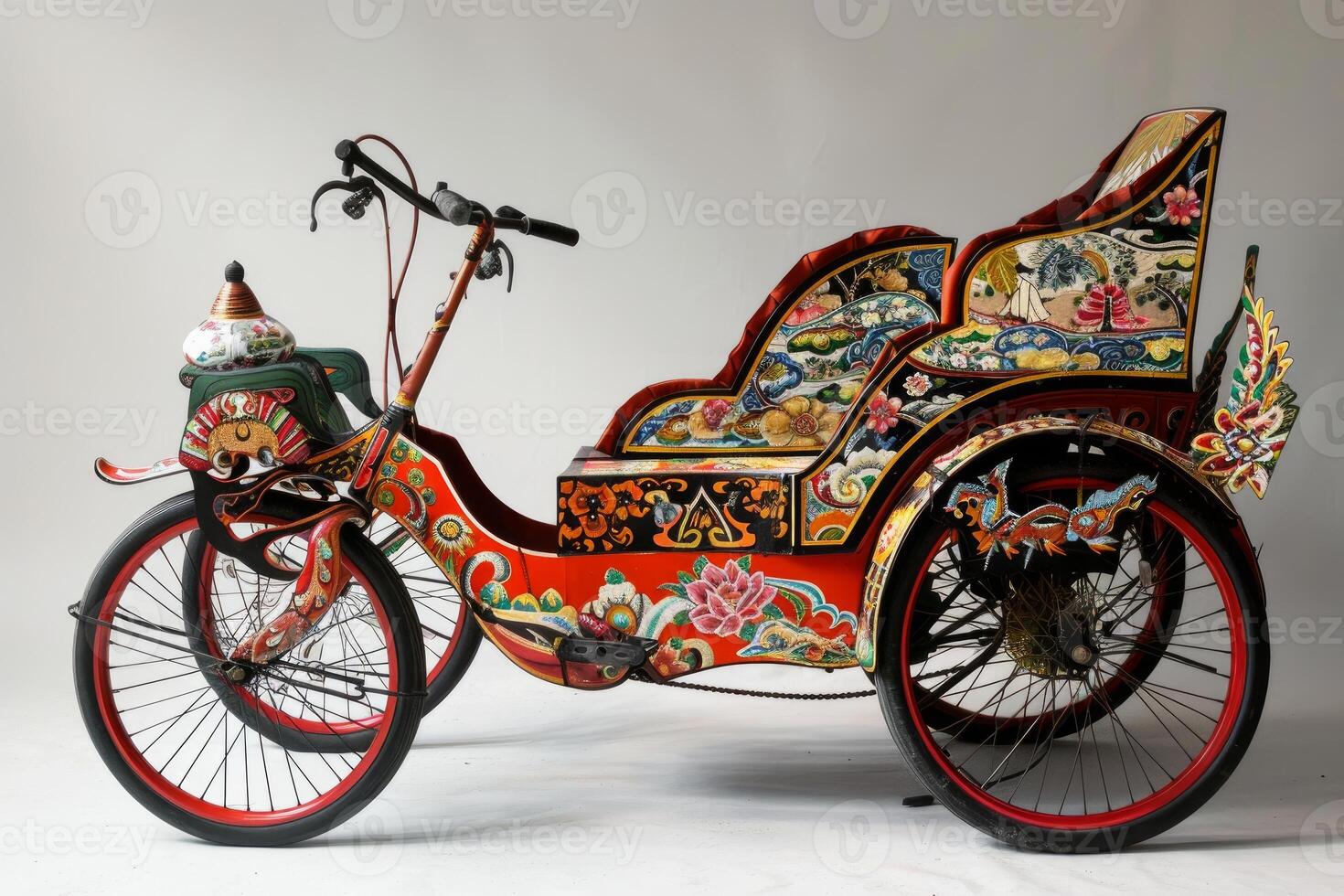 Traditional colorful indonesian becak displaying exquisite artwork photo