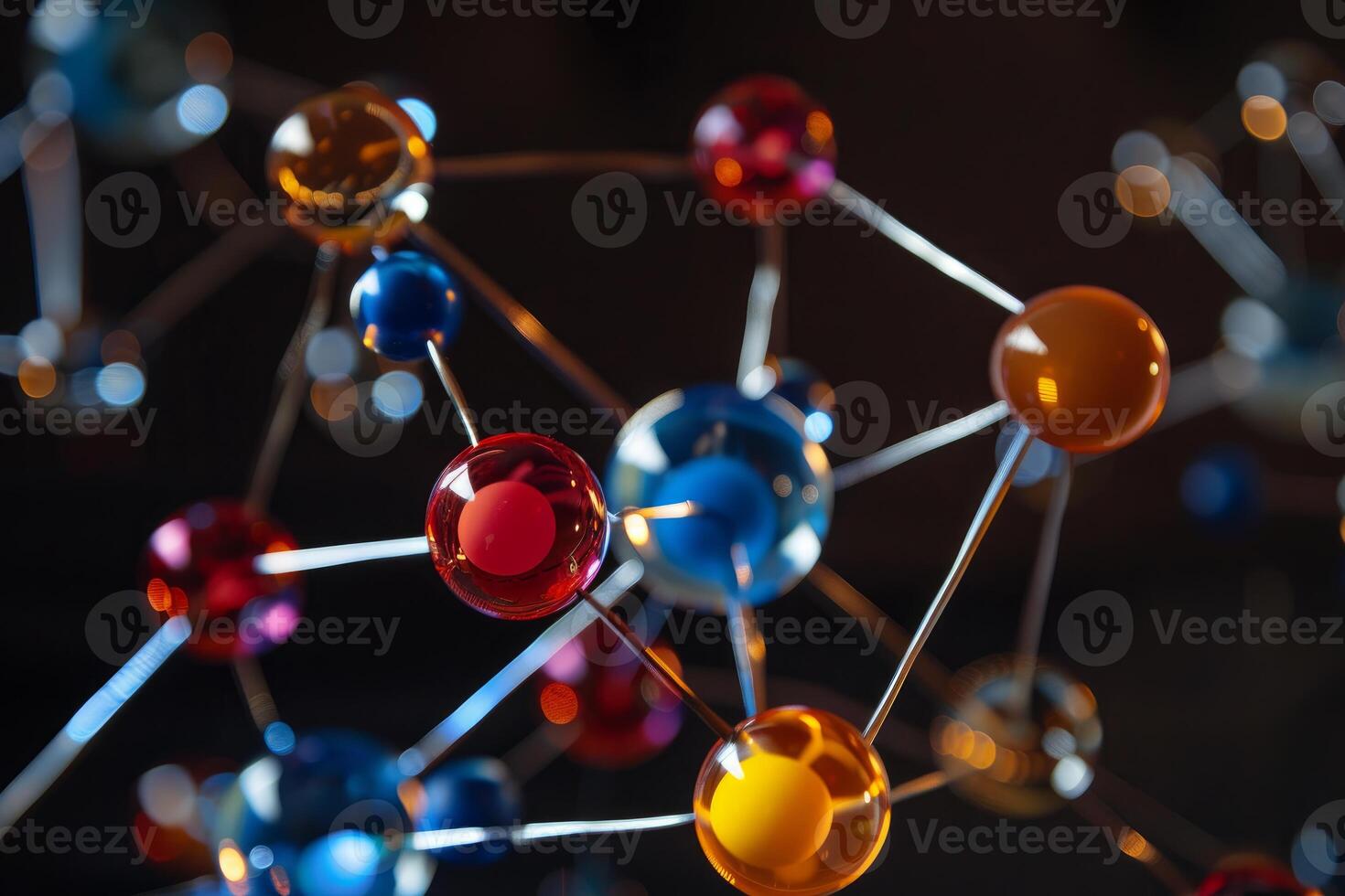 Molecular structure model showing bonding between atoms photo