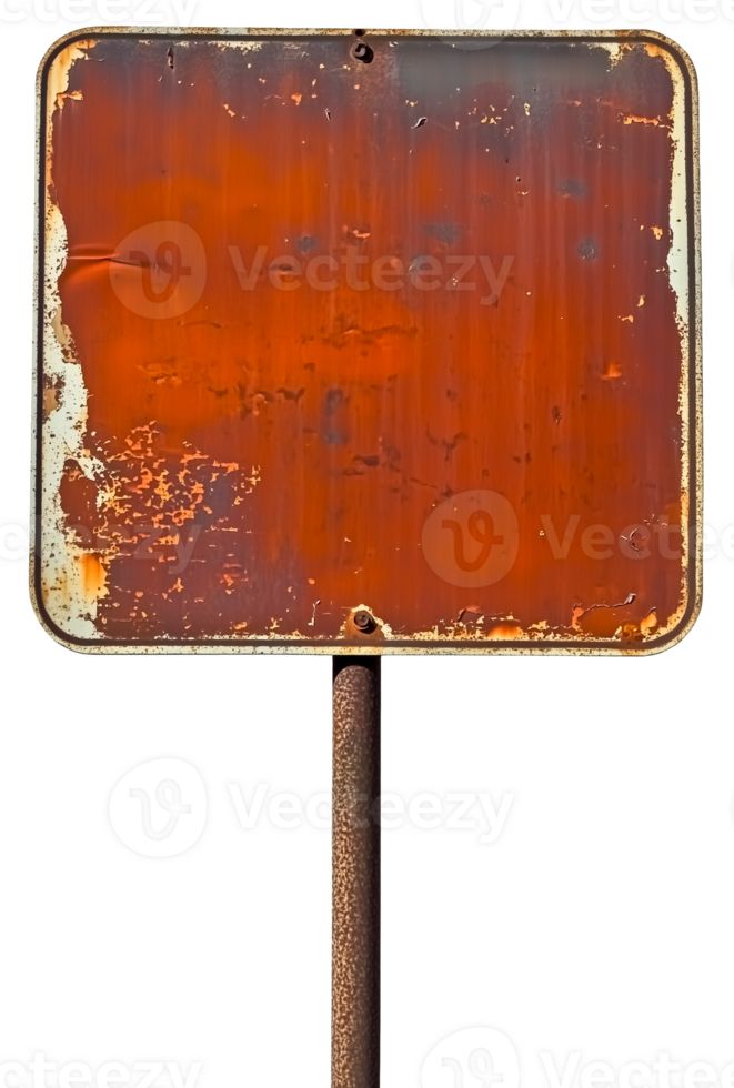 Old metal blank road sign with transparent background cut out design element png