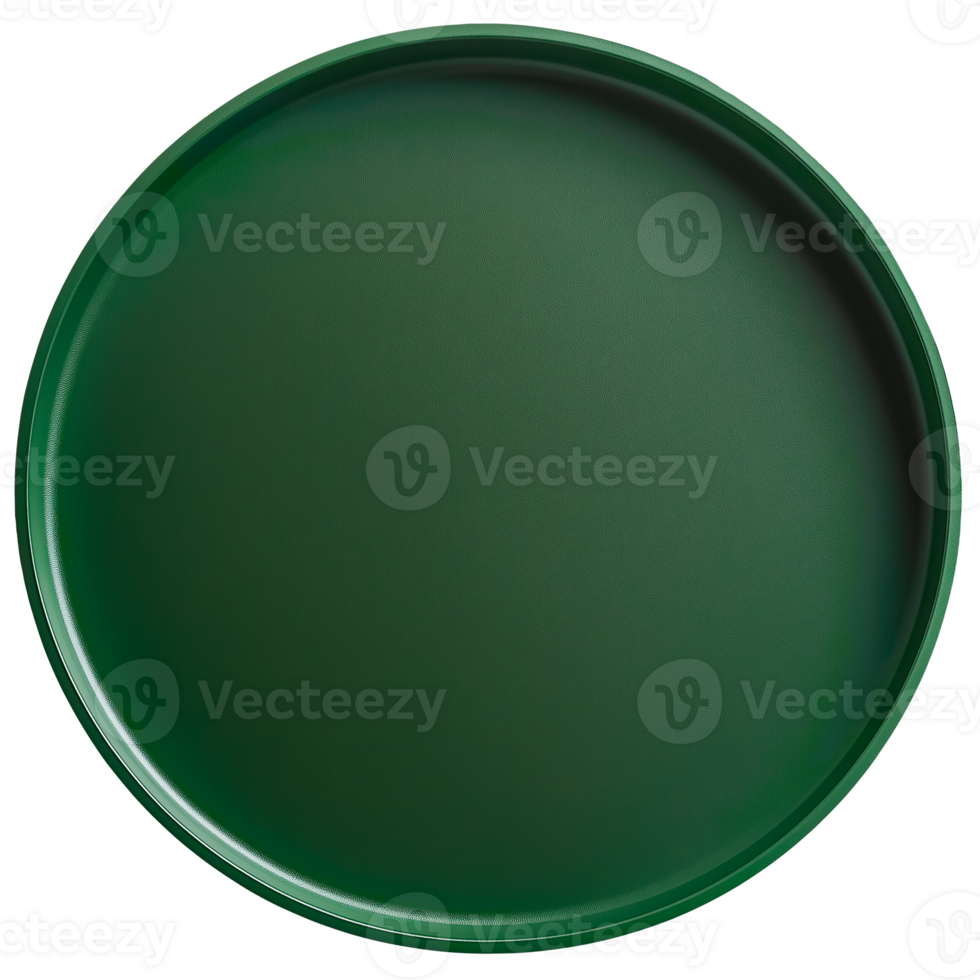 Green round tray with transparent background cut out design element png