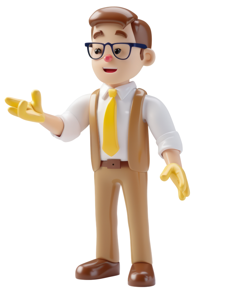 Figurine figure - man with glasses and tie png