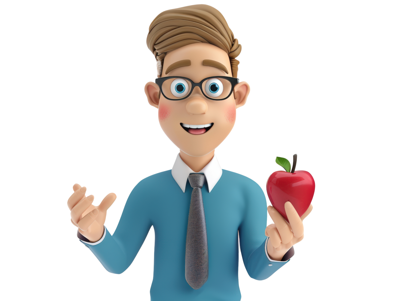 3d dibujos animados hombre participación un manzana png