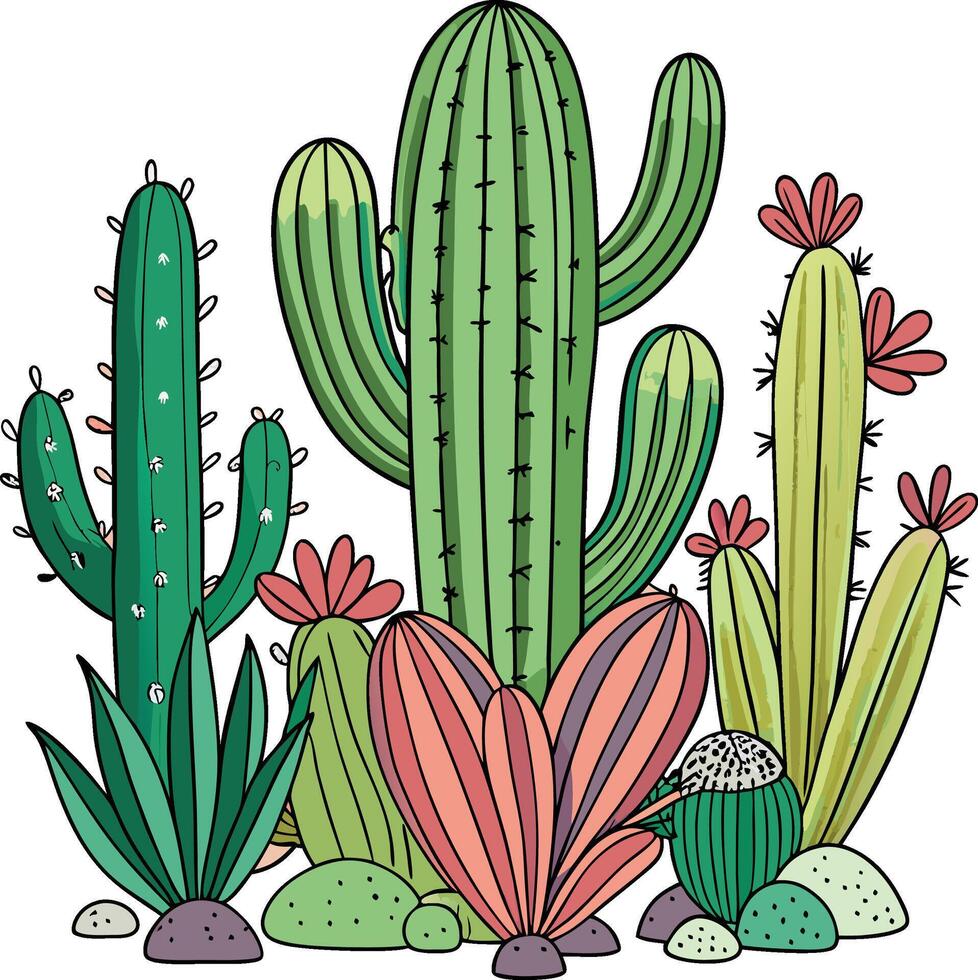 Artistic Cacti in Format vector
