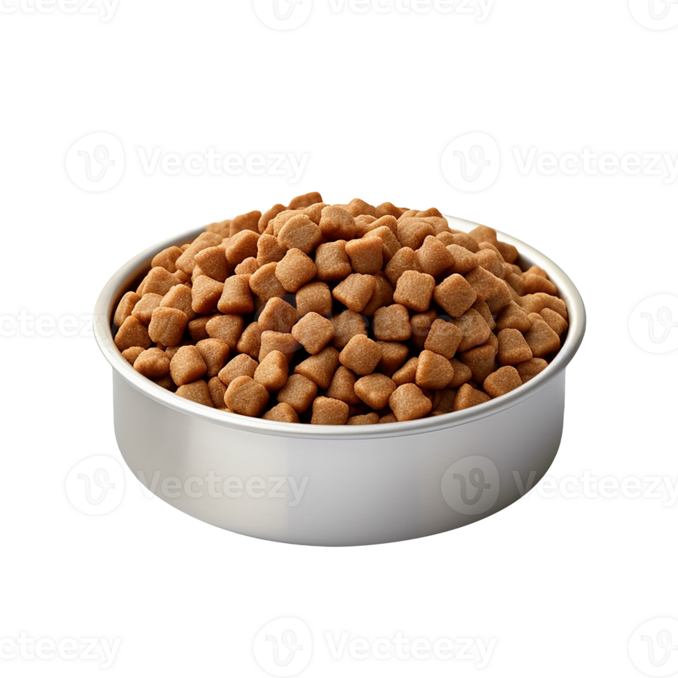 Tasty pet food in a metal bowl on a transparent background png