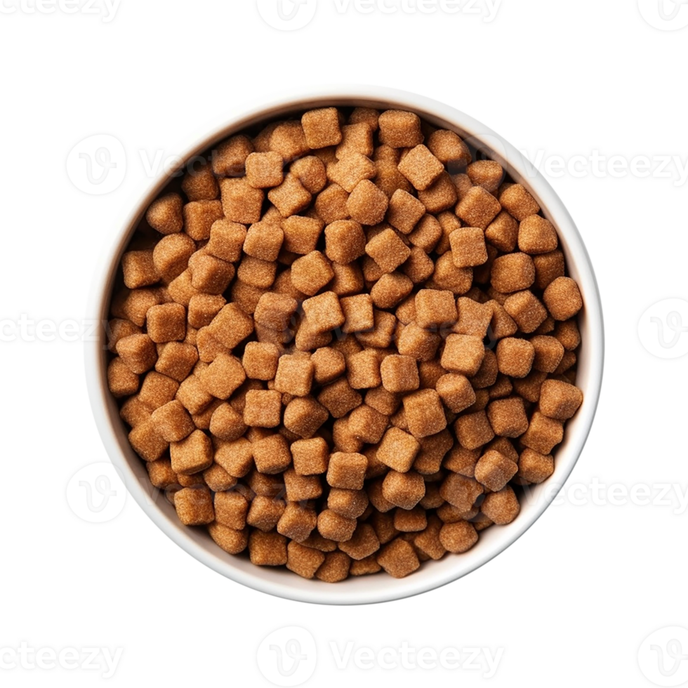 Up view mixed pet food in a bowl on a transparent background png