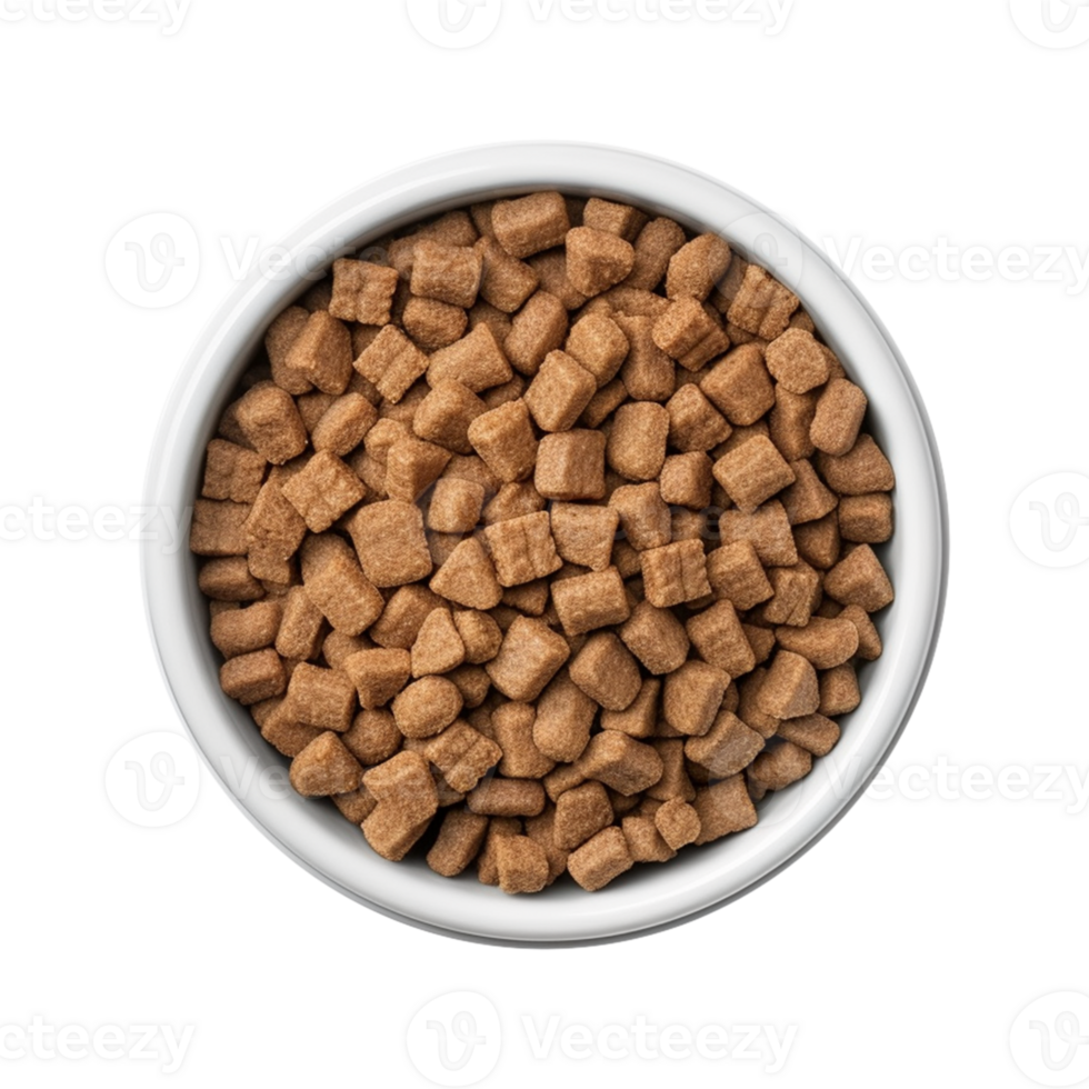 Dry pet food in a bowl on a transparent background png