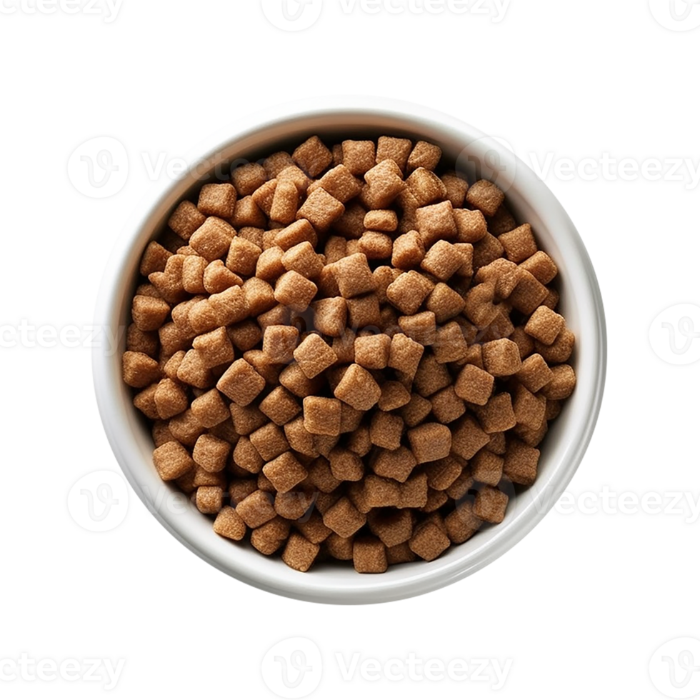 Up view tasty pet food in a bowl on a transparent background png