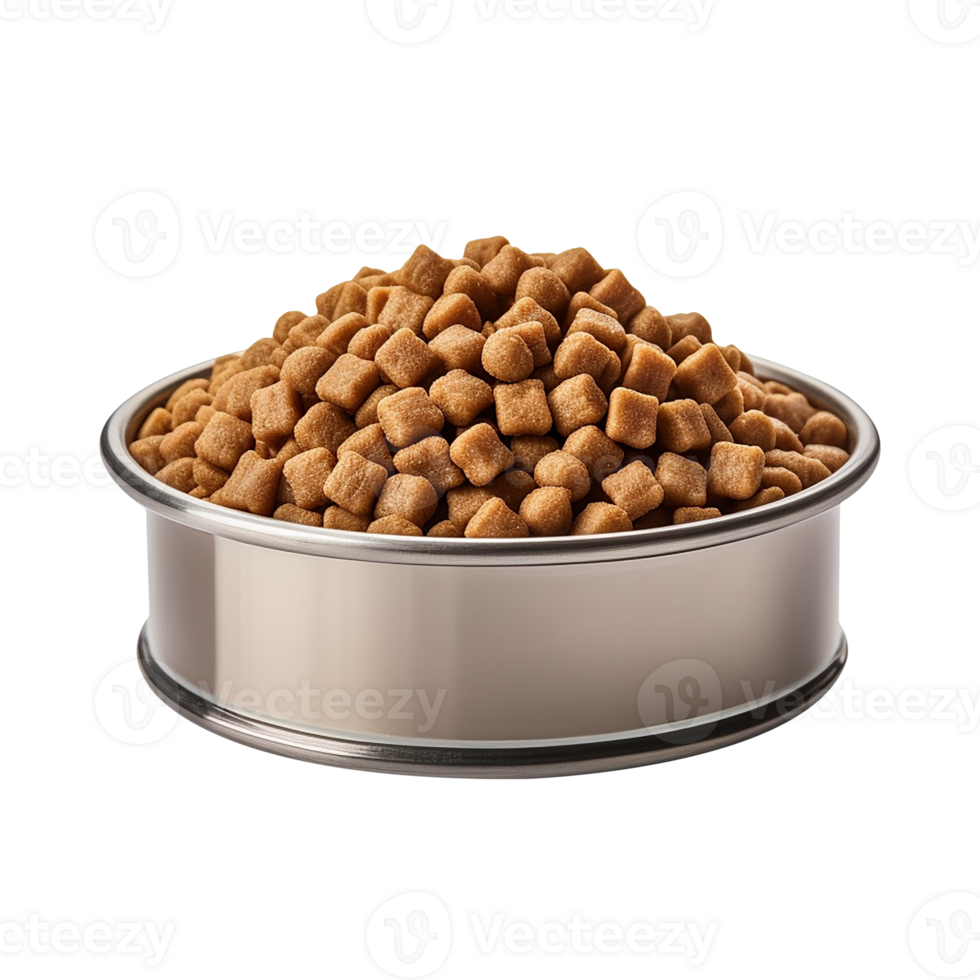 pet food in a metal bowl on a transparent background png