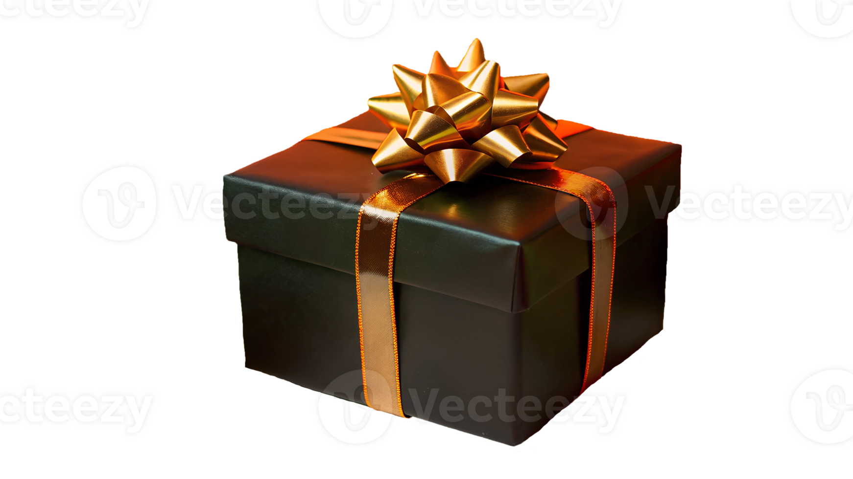 Elegant, minimalistic black gift box tied with a simple gold bow, for corporate branding, holiday campaigns, or luxury event invitations png