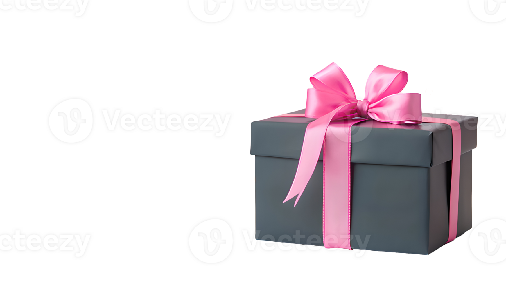 Isolated gray present with a bright pink ribbon, for celebrations or feminine designs. Easily transportable for digital or print use png