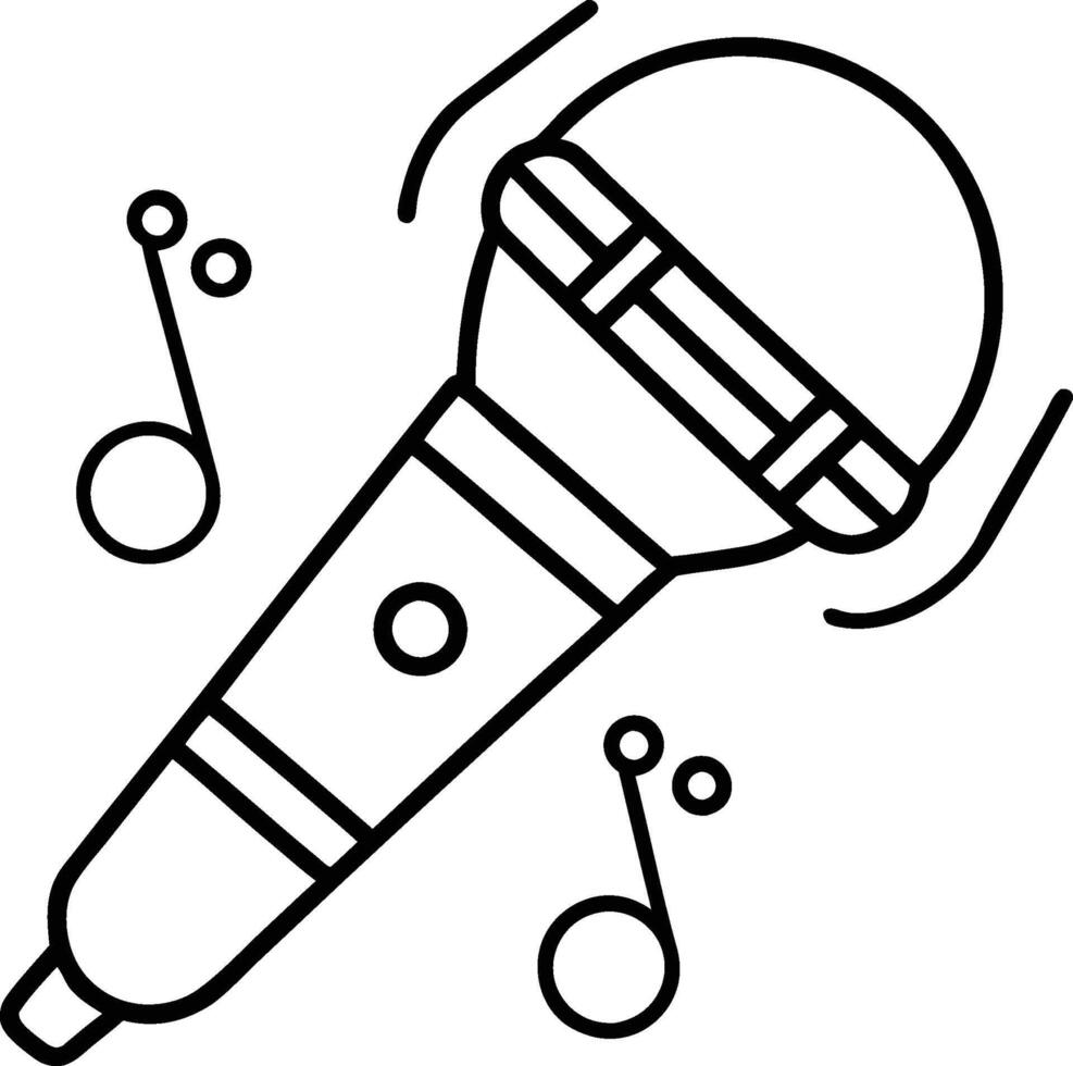 A microphone with musical notes and notes vector