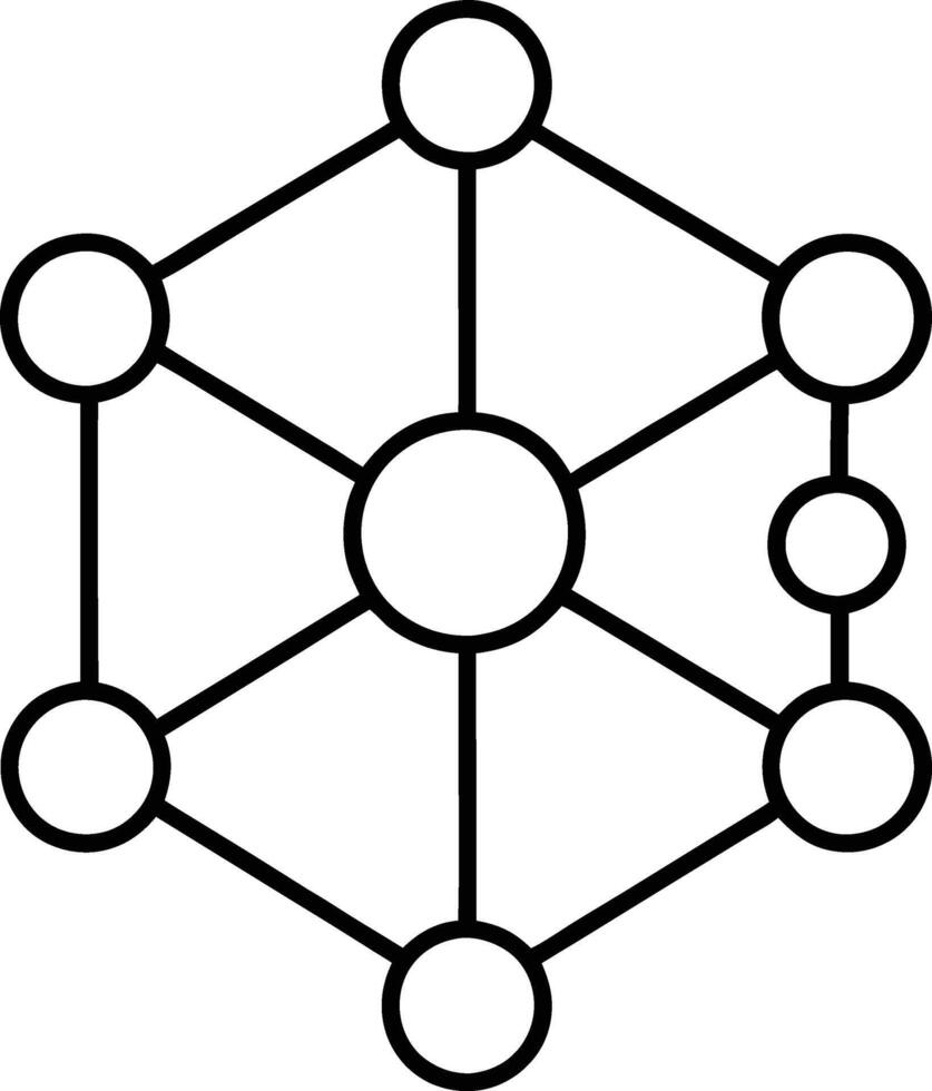 A black and white drawing of a hexagon vector