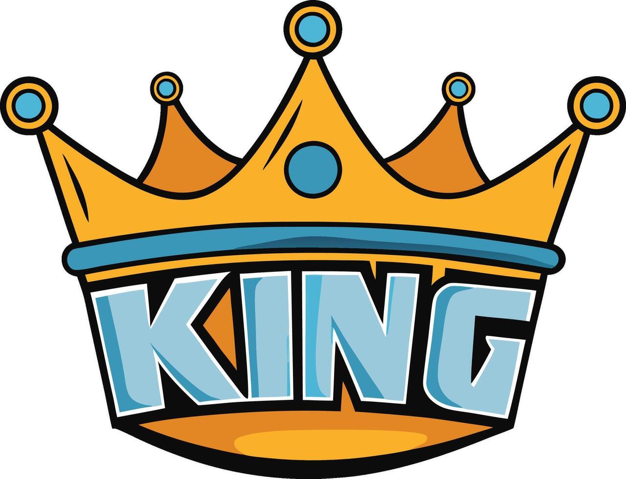 A cartoon king crown with the word king on it vector