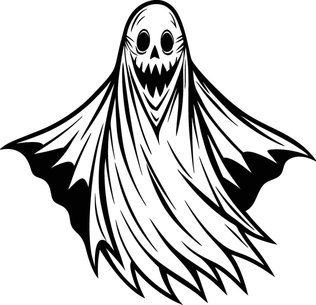 A ghost with a big black face and a big black hat vector