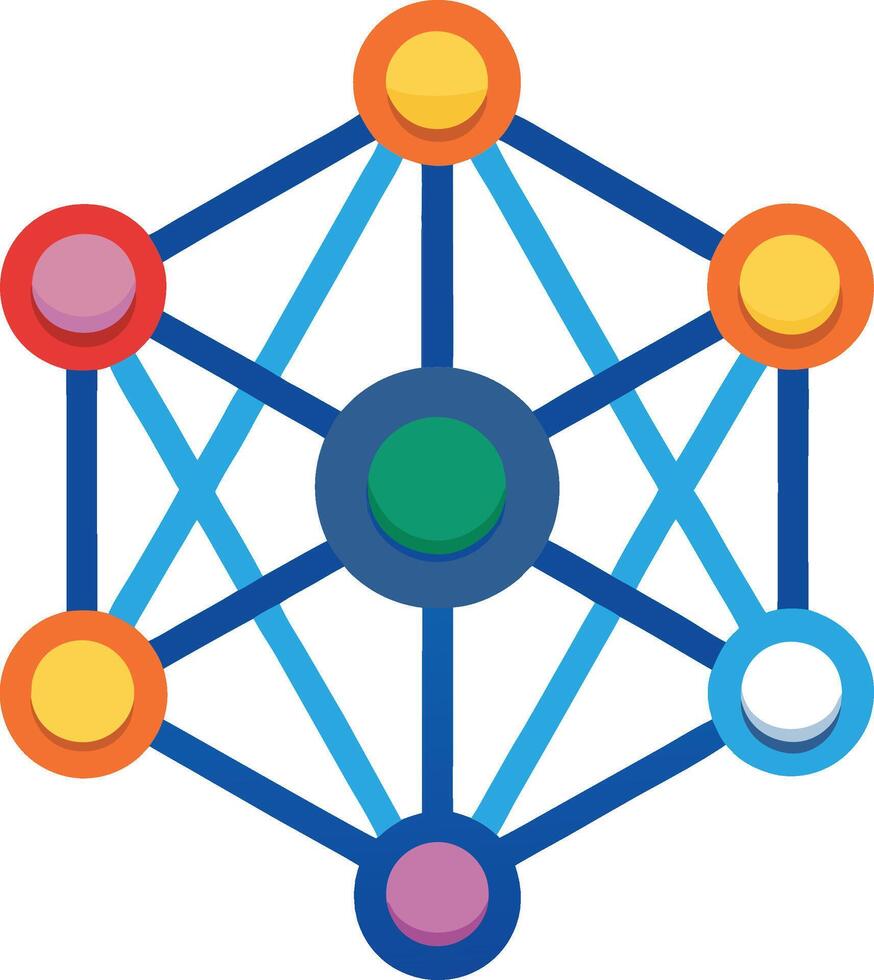 A colorful network of people connected by lines vector
