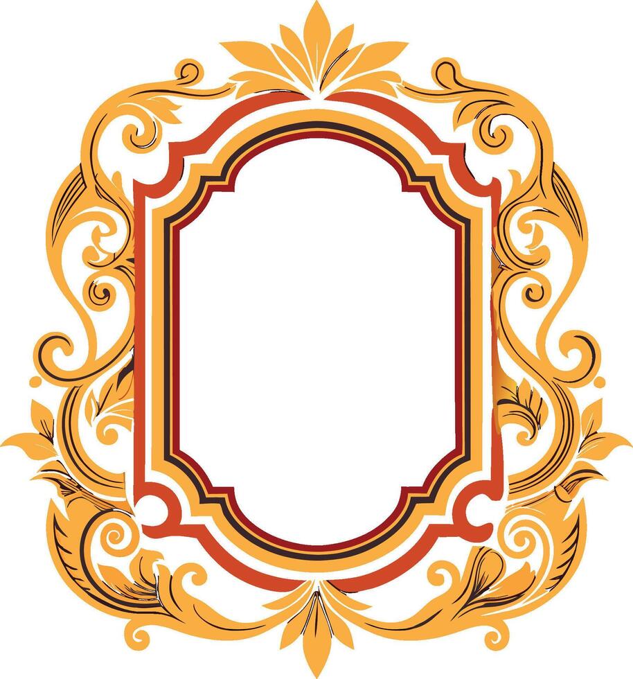 An ornate frame with a red and gold border vector