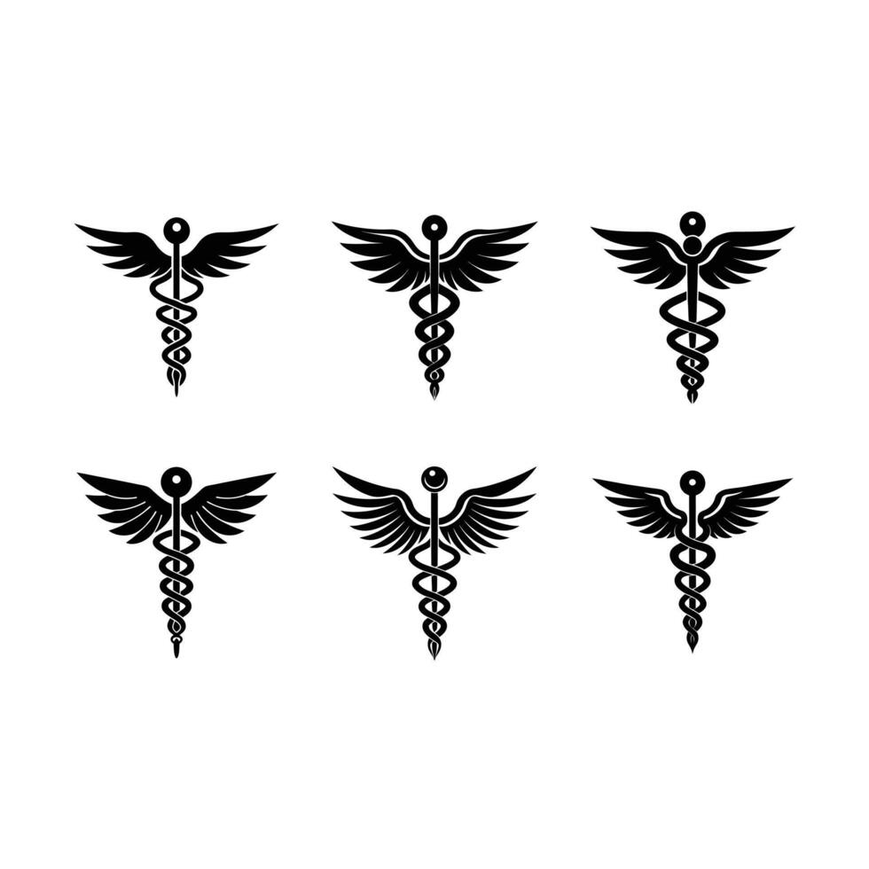 Christian Cross Caduceus and Line Art Design Illustration vector