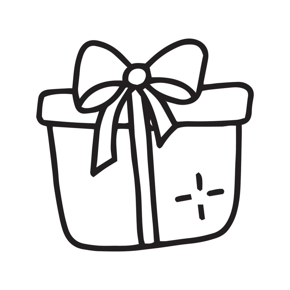 Gift in doodle style. isolated on white background vector