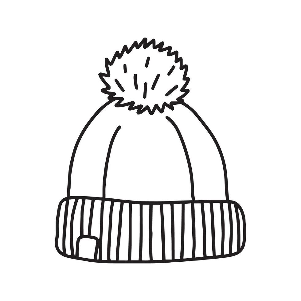 Winter hat in doodle style. vector