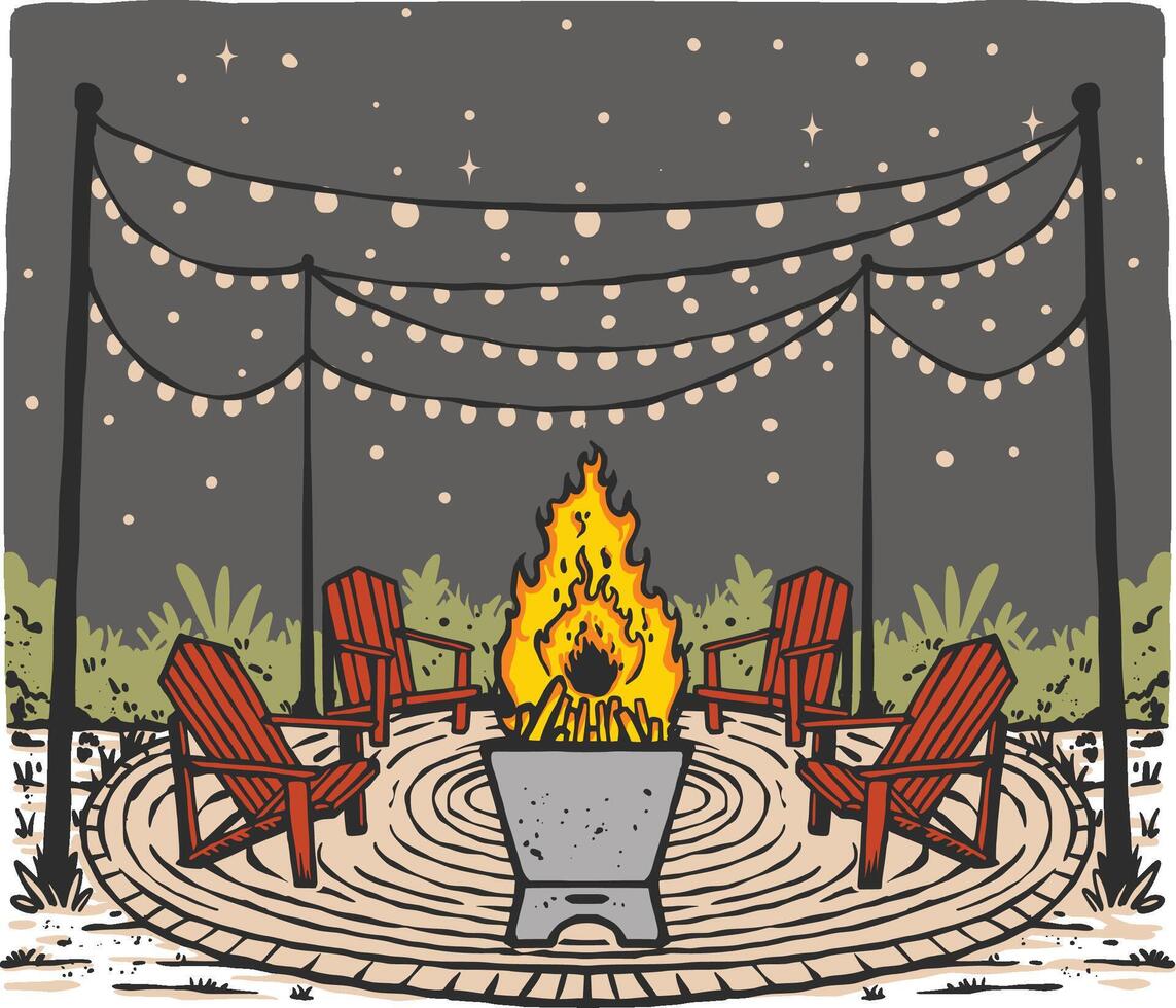 Sitting at Firecamp vector