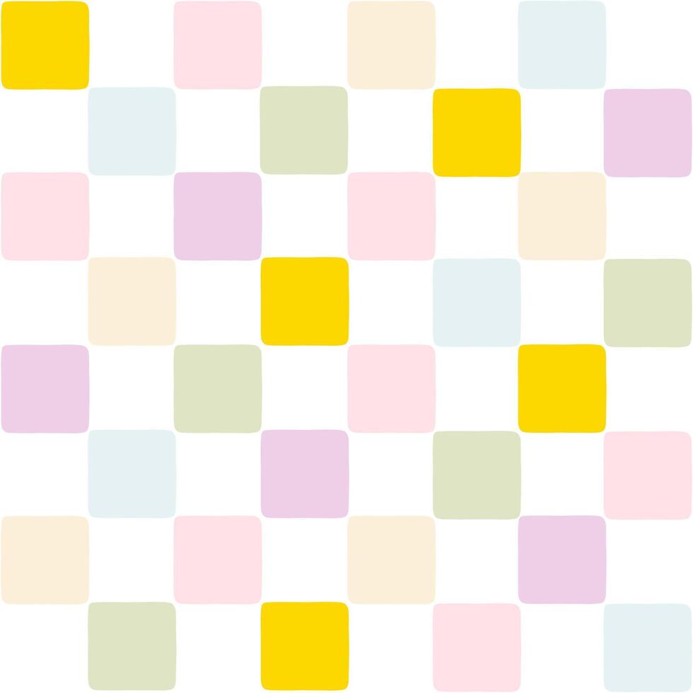 Checkerboard retro groovy background. Cute cartoon in hand-drawn style, pastel palette. perfect for printing, scrapbooking, textile, fabric. vector