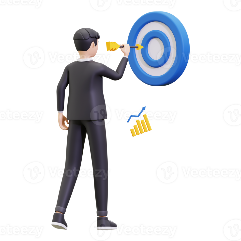 3d focus on business targets illustration png