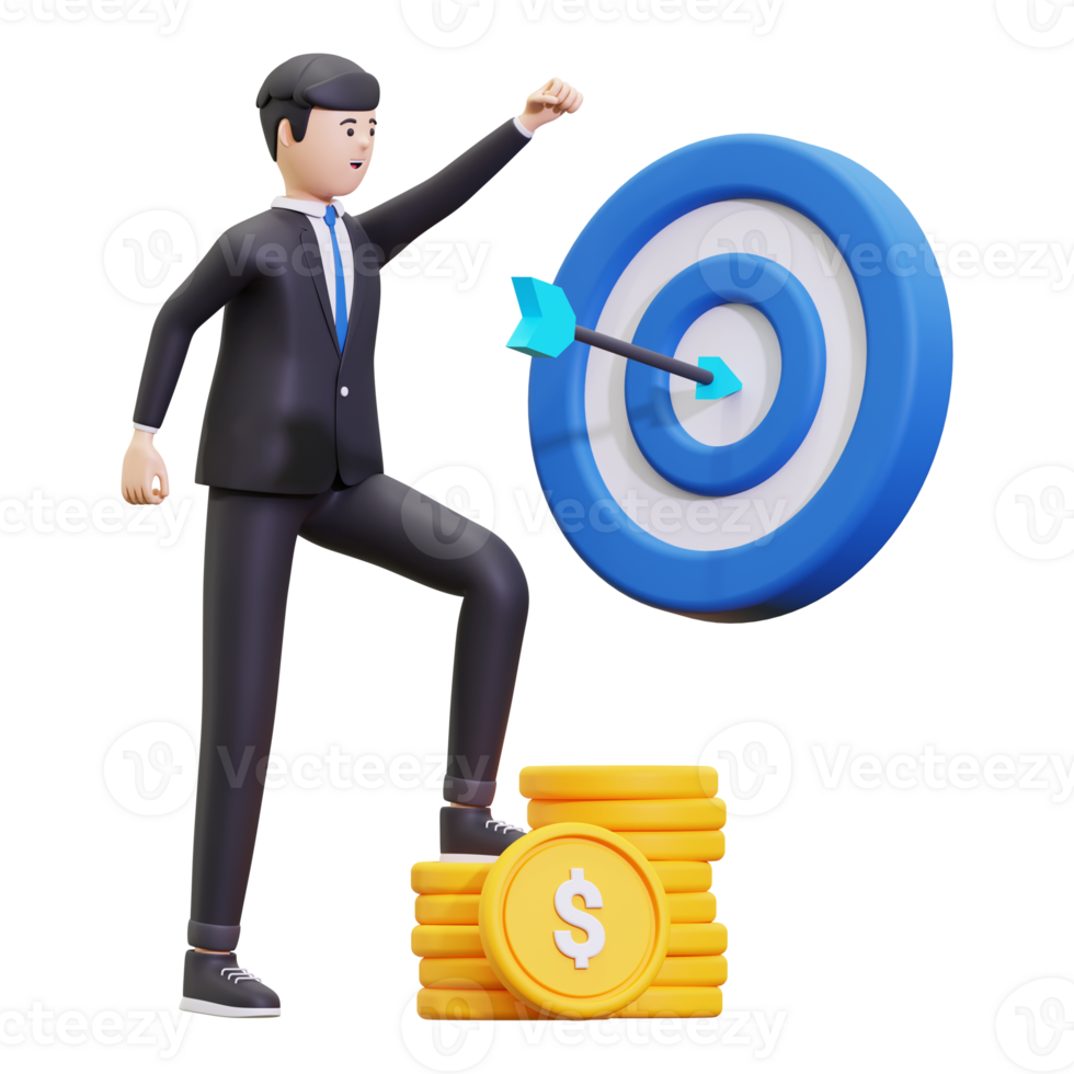 3d focus on business targets illustration png