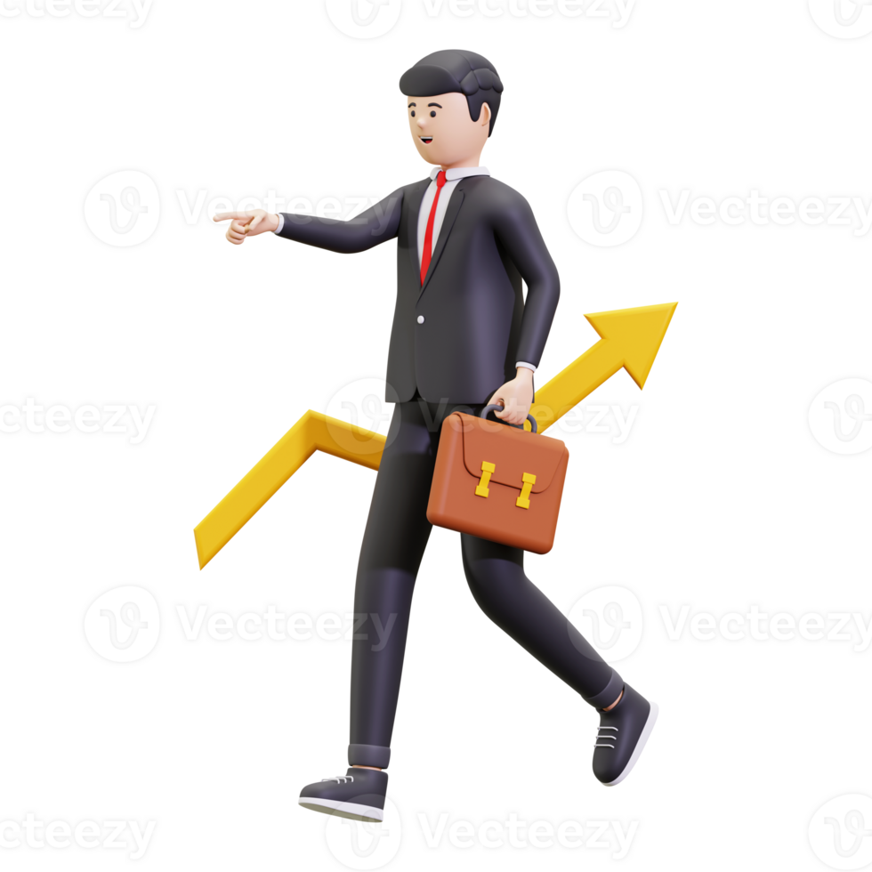 3d Businessman With Business Growth png
