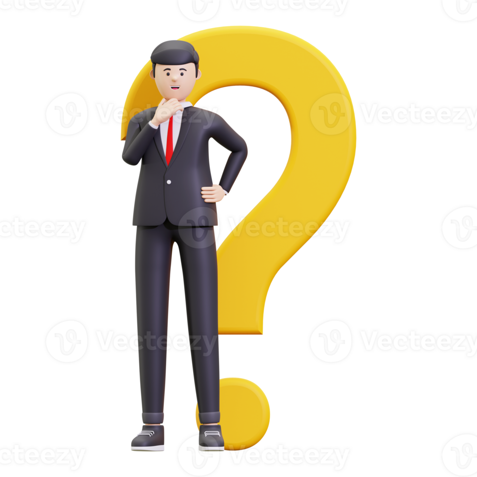 3d Businessman Having Question Illustration png