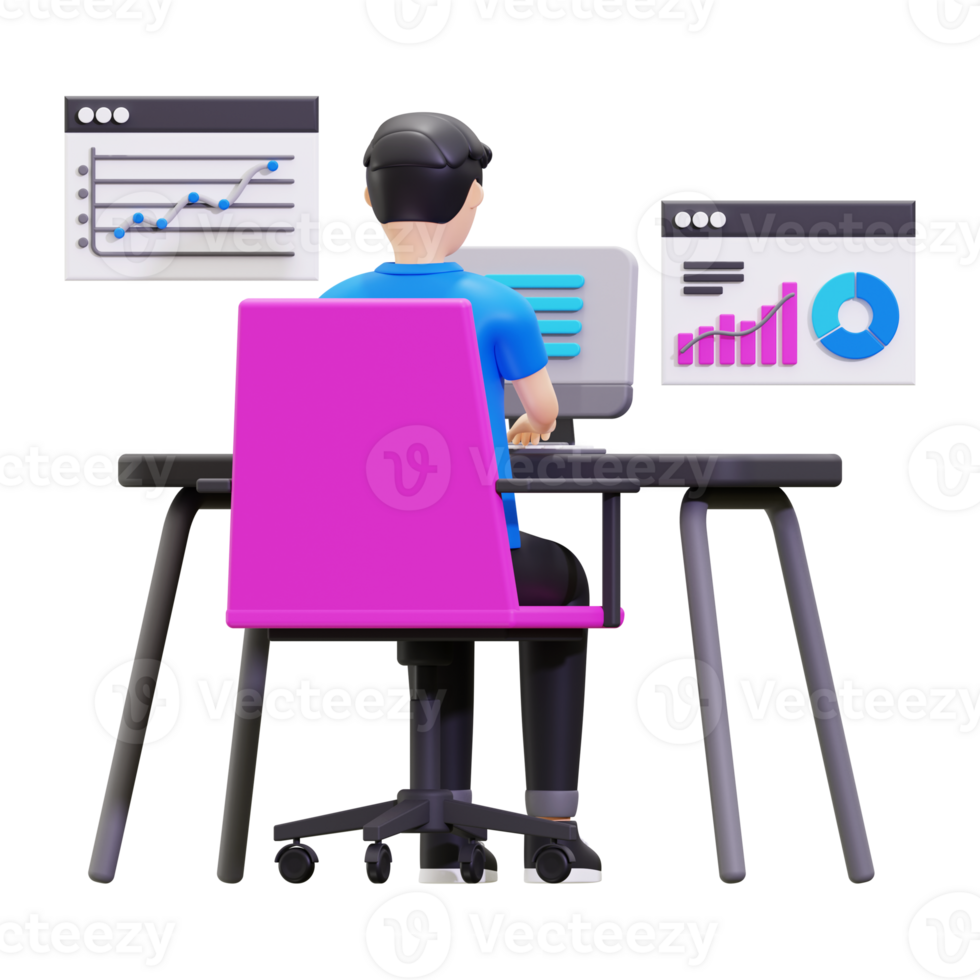 3d Data Analytics And Monitoring Report Illustration png