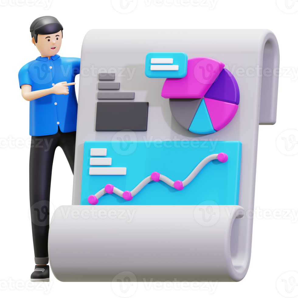 3d Man Shows Data Report Results Illustration png