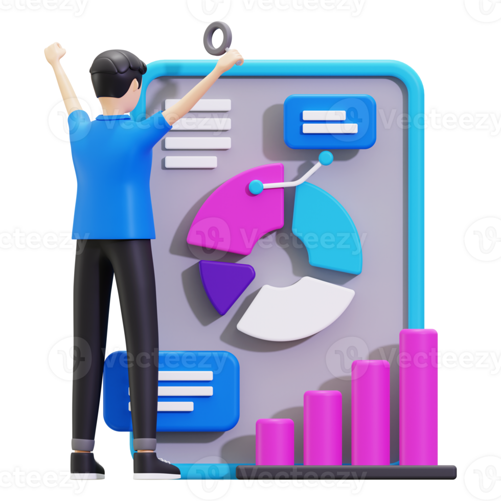 3d Monthly Report Data Analysis Illustration png