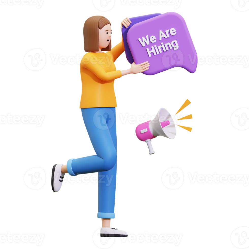 3d employé recrutement annonce illustration png