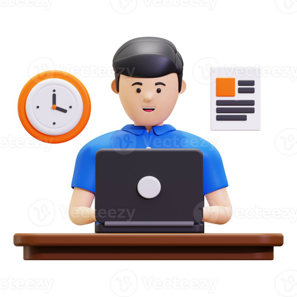 3d working time Illustration png