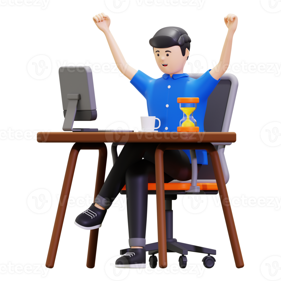 3d flexible working time Illustration png